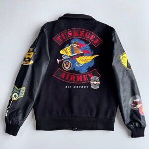 8th DSTRKT Tuskegee Airmen Aviation Adventure Patch Varsity Bomber Leather - M